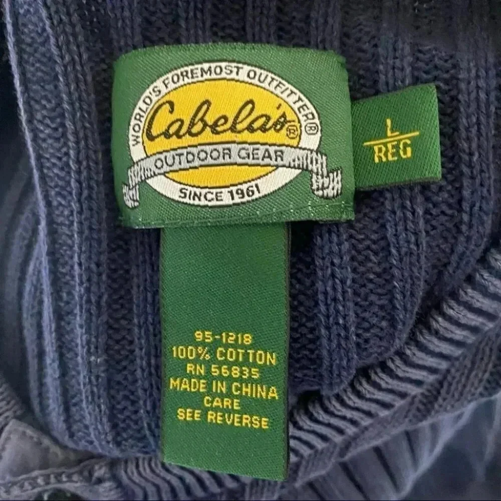 Cabela's men's L distressed blue ribbed Henley sweaters Preppy‎ Business casual